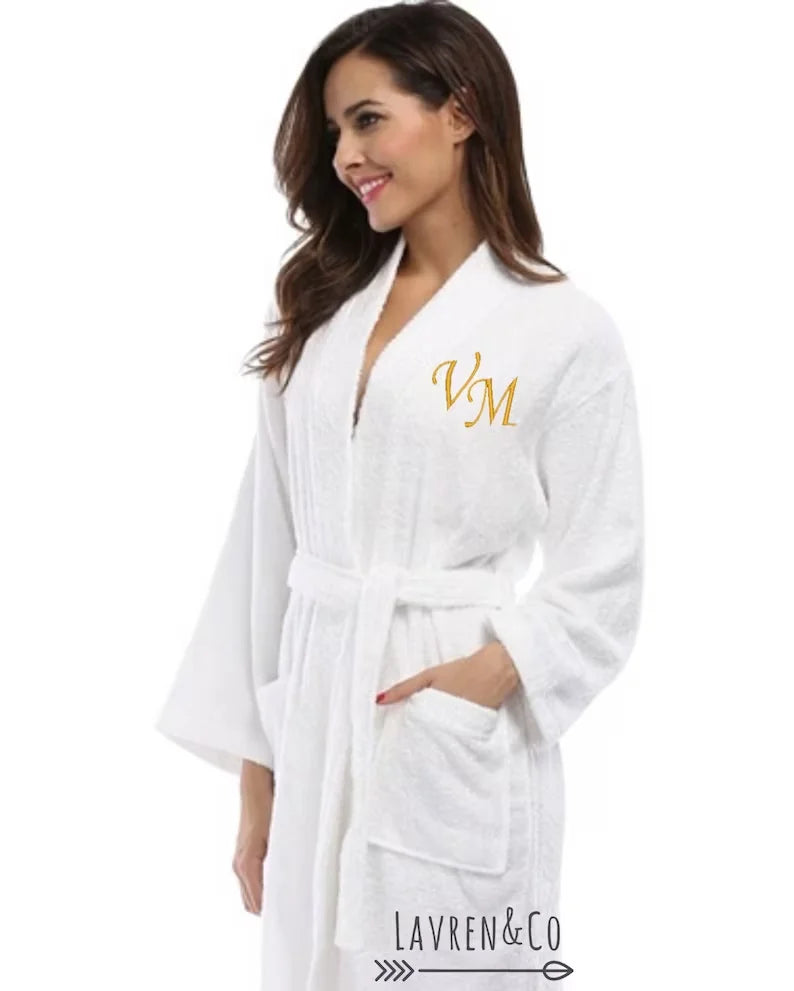 Personalised His and Hers Dressing Gown Customised Name Couples Bathrobes Terry Unisex Robe Monogrammed Mrs Mr Matching Robes