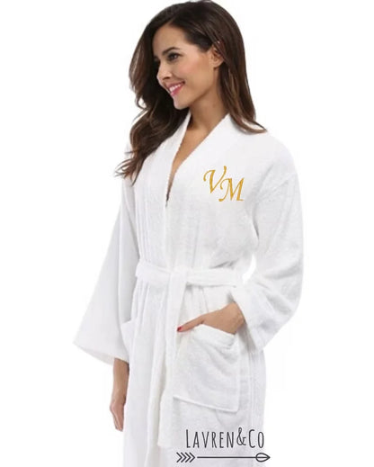 Personalised His and Hers Dressing Gown Customised Name Couples Bathrobes Terry Unisex Robe Monogrammed Mrs Mr Matching Robes