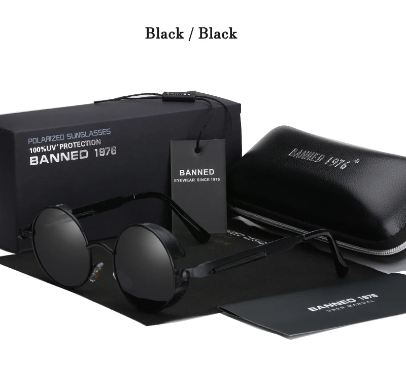 2022 HD Polarized Round Metal Sunglasses UV400 Men's Sun glasses Feminin Women's Vintage Gafas De Sol Metal Goggles With box