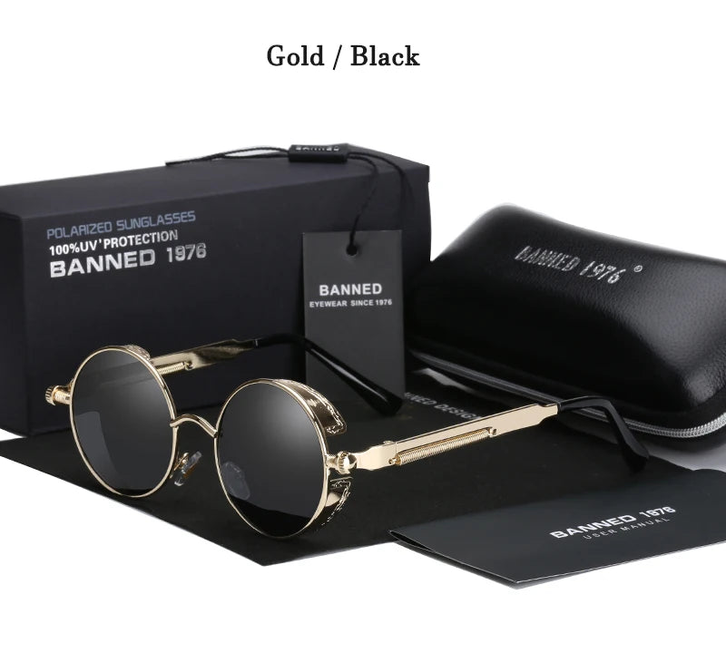 2022 HD Polarized Round Metal Sunglasses UV400 Men's Sun glasses Feminin Women's Vintage Gafas De Sol Metal Goggles With box