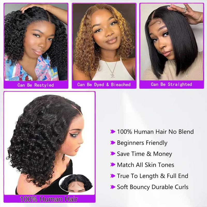 Jerry Curly Wigs 13x4 HD Lace Frontal Wig Glueless Remy Human Hair 4x4 Lace Closure Wig Human Hair Wigs Virgin Hair for Women Badiee Stylez