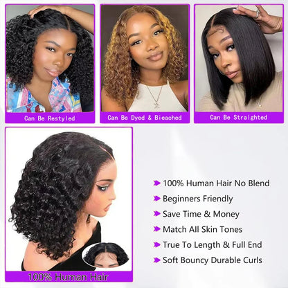 Jerry Curly Wigs 13x4 HD Lace Frontal Wig Glueless Remy Human Hair 4x4 Lace Closure Wig Human Hair Wigs Virgin Hair for Women Badiee Stylez