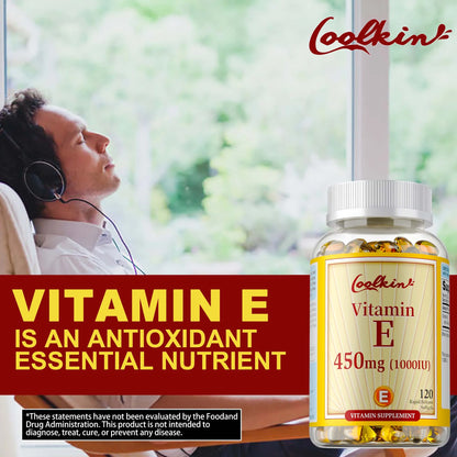 Vitamin E Capsules 450mg - Skin Firming, Wrinkle Reduction, Anti-aging, Antioxidant - 120 Capsules