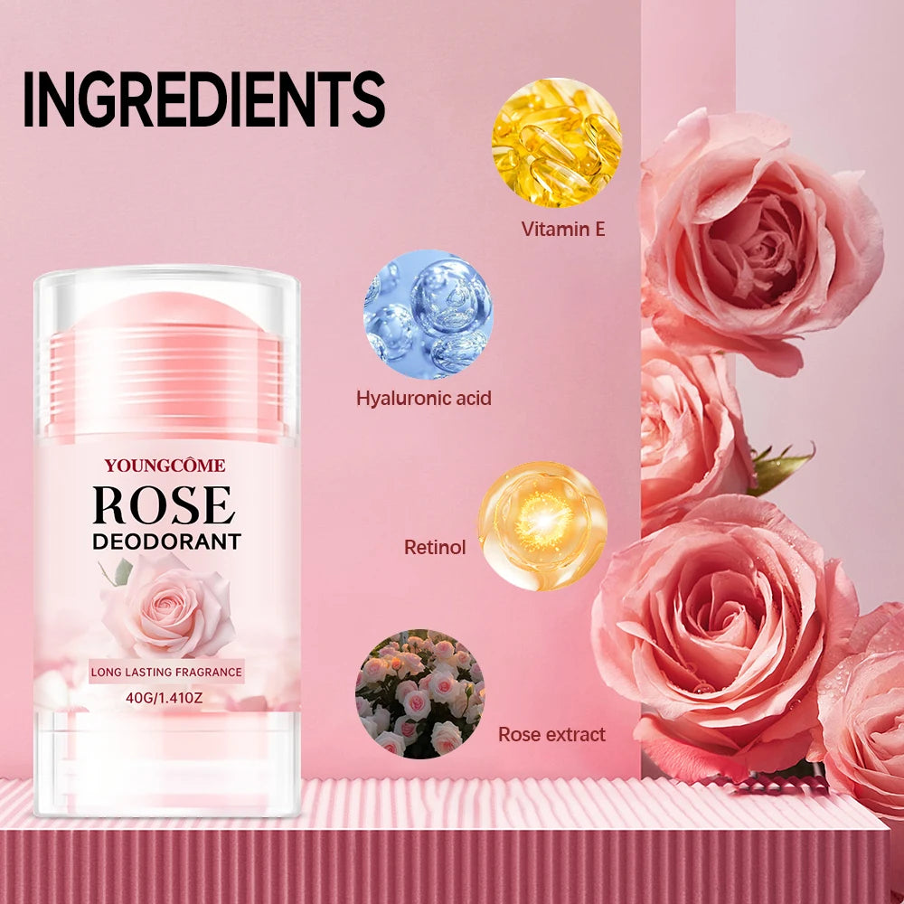 Pink Rose Essentials Deodorant Stick Long Lasting Fragrance Fragrance Oil Deodorant Cream Dating Aroma Perfume Cooling armpit