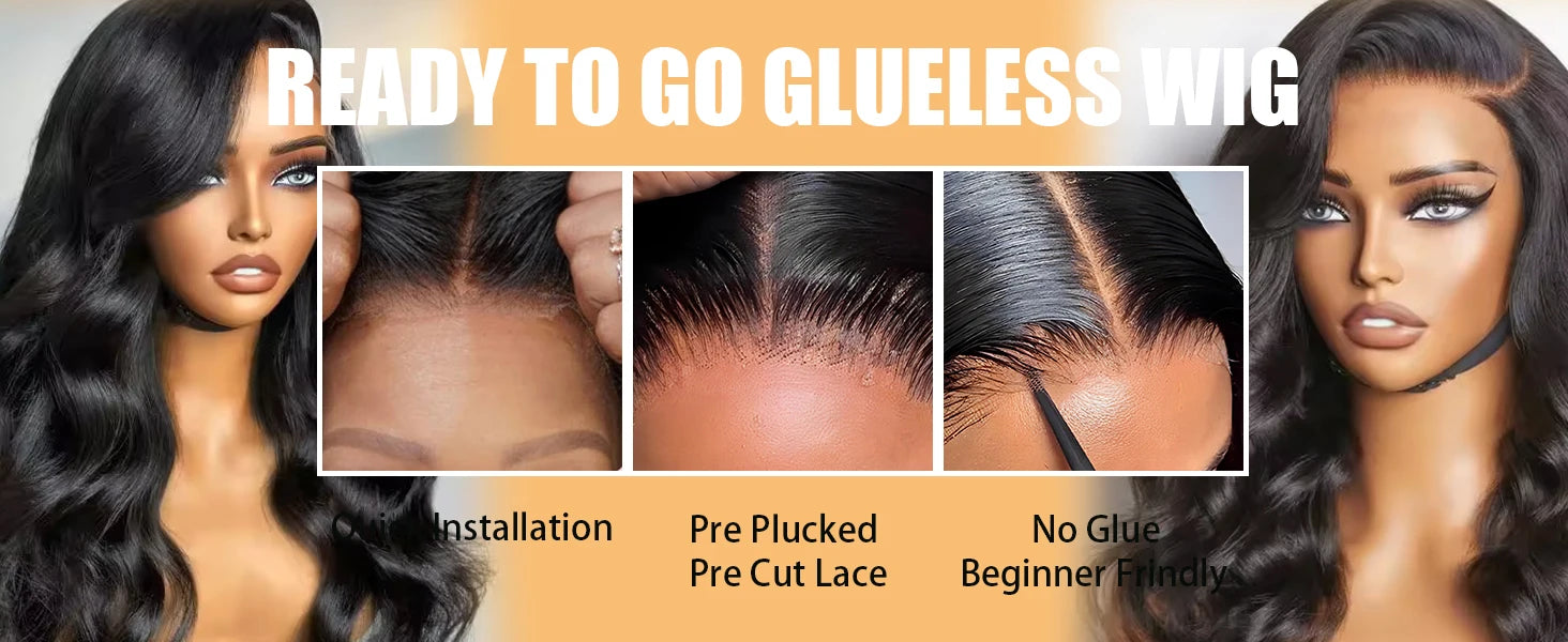 Body Wave Glueless Human Hair Wig Lace Front Wig Ready to Wear 4x4 Glueless Body Wave Lace Closure Wig Human Hair Wig for Women Badiee Stylez