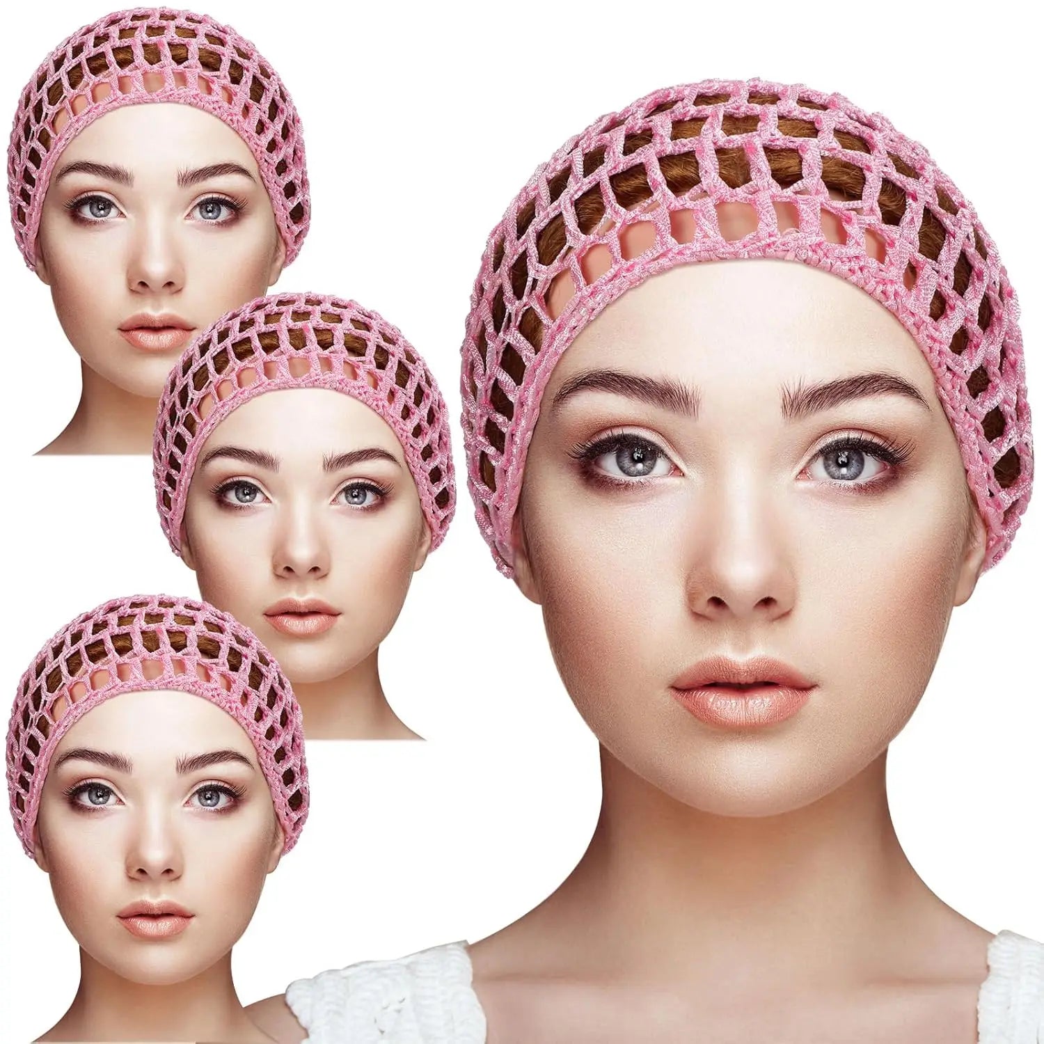 Hollow casual outdoor knitted hat design all-match hair accessories hair scarf hair net head cover head hat pinkblack sleep wash Badiee Stylez