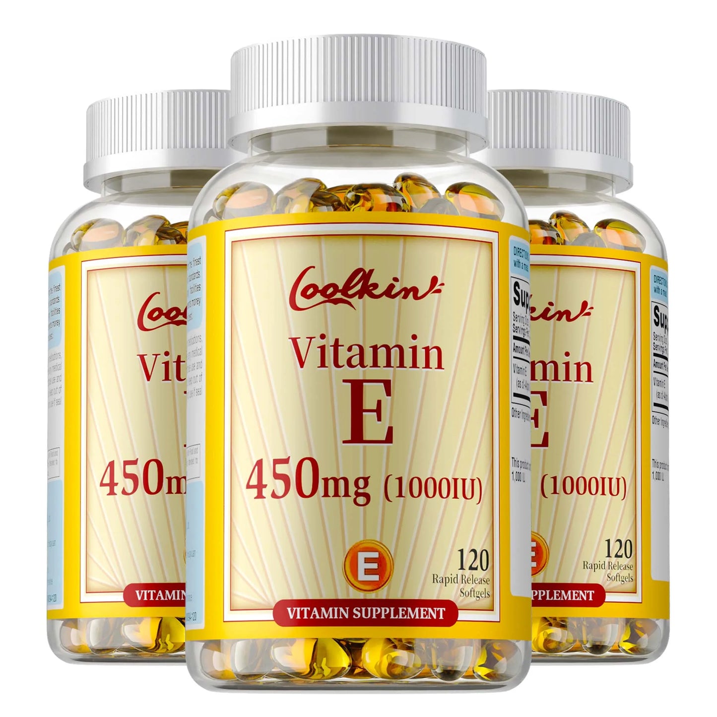 Vitamin E Capsules 450mg - Skin Firming, Wrinkle Reduction, Anti-aging, Antioxidant - 120 Capsules Three - Best choice United States