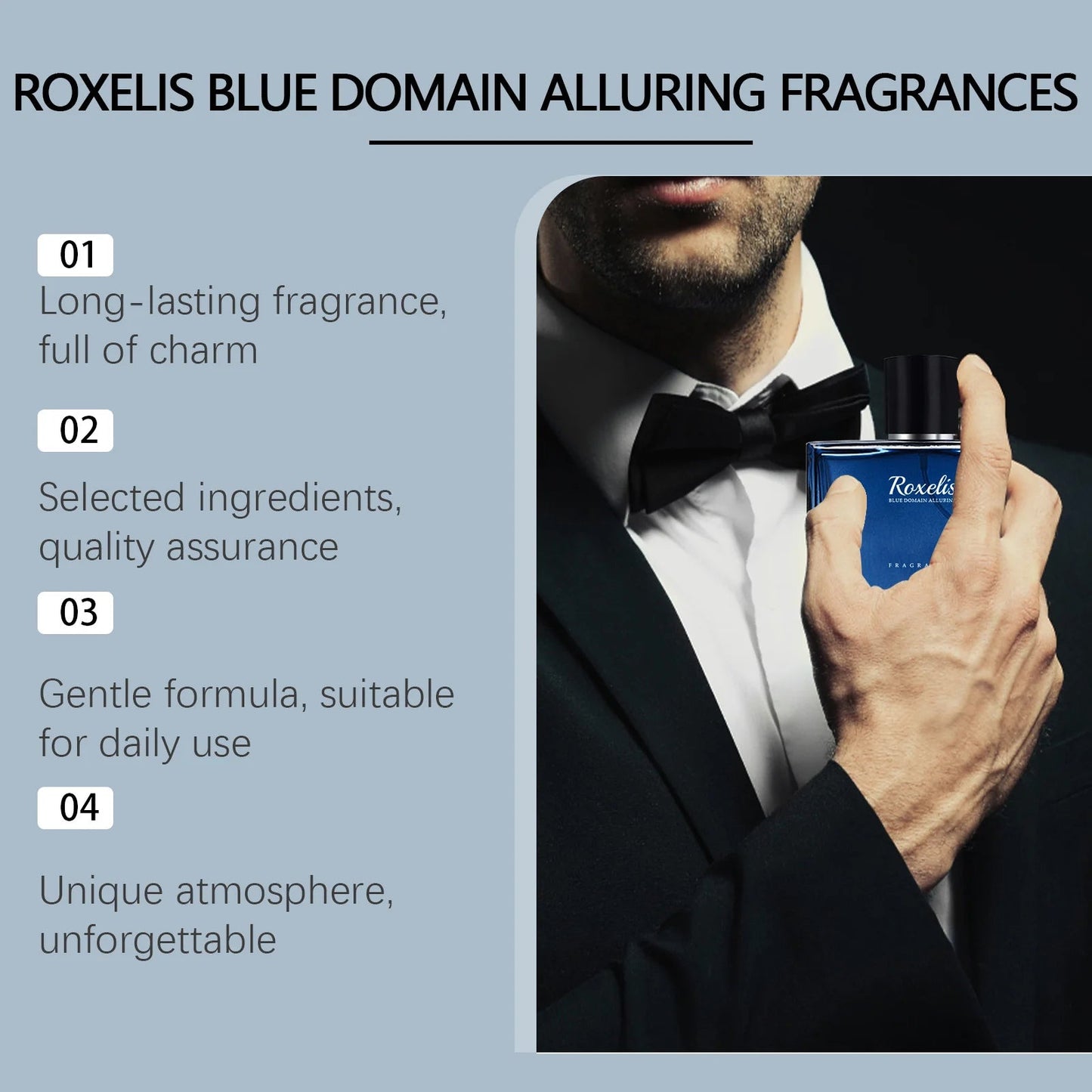 Roxelis 50ml Charmig Cologne Perfume Spray Men's Blue Domain Fragrance Lasting Scent Pheromone Flirting Romantic Dating Perfume Badiee Stylez
