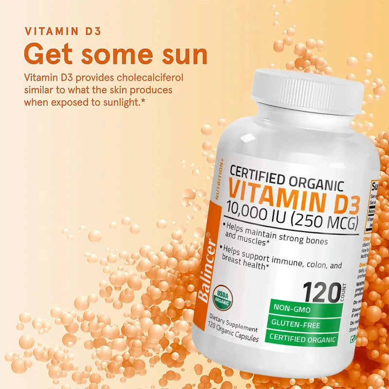 Vitamin D3 10000 IU for Immune Support Healthy Muscle Function and Bone Health High Potency Organic Non-GMO Vitamin D Supplement