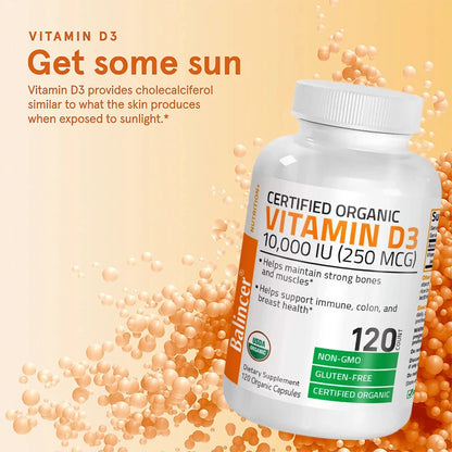 Vitamin D3 10000 IU for Immune Support Healthy Muscle Function and Bone Health High Potency Organic Non-GMO Vitamin D Supplement