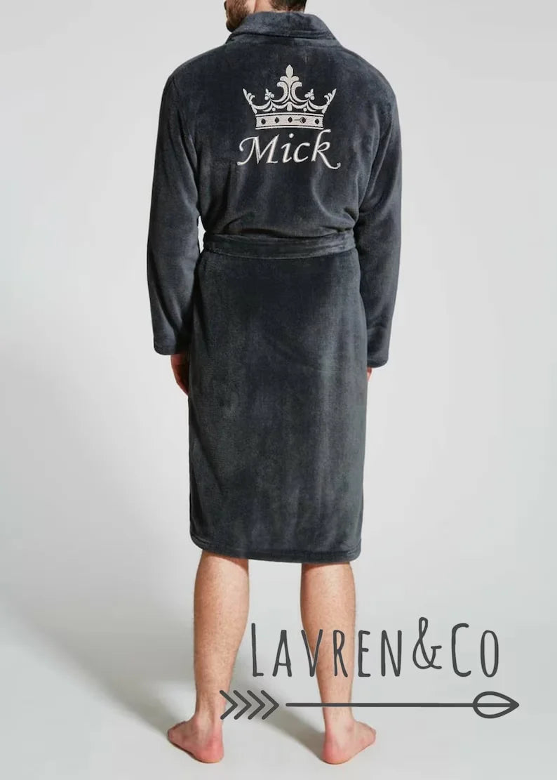 Personalised His and Hers Dressing Gown Customised Name Couples Bathrobes Terry Unisex Robe Monogrammed Mrs Mr Matching Robes