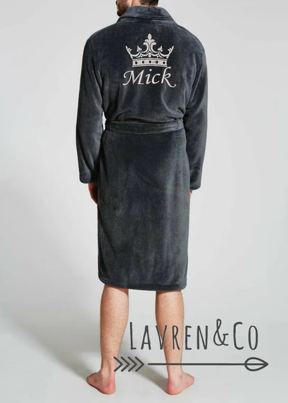 Personalised His and Hers Dressing Gown Customised Name Couples Bathrobes Terry Unisex Robe Monogrammed Mrs Mr Matching Robes