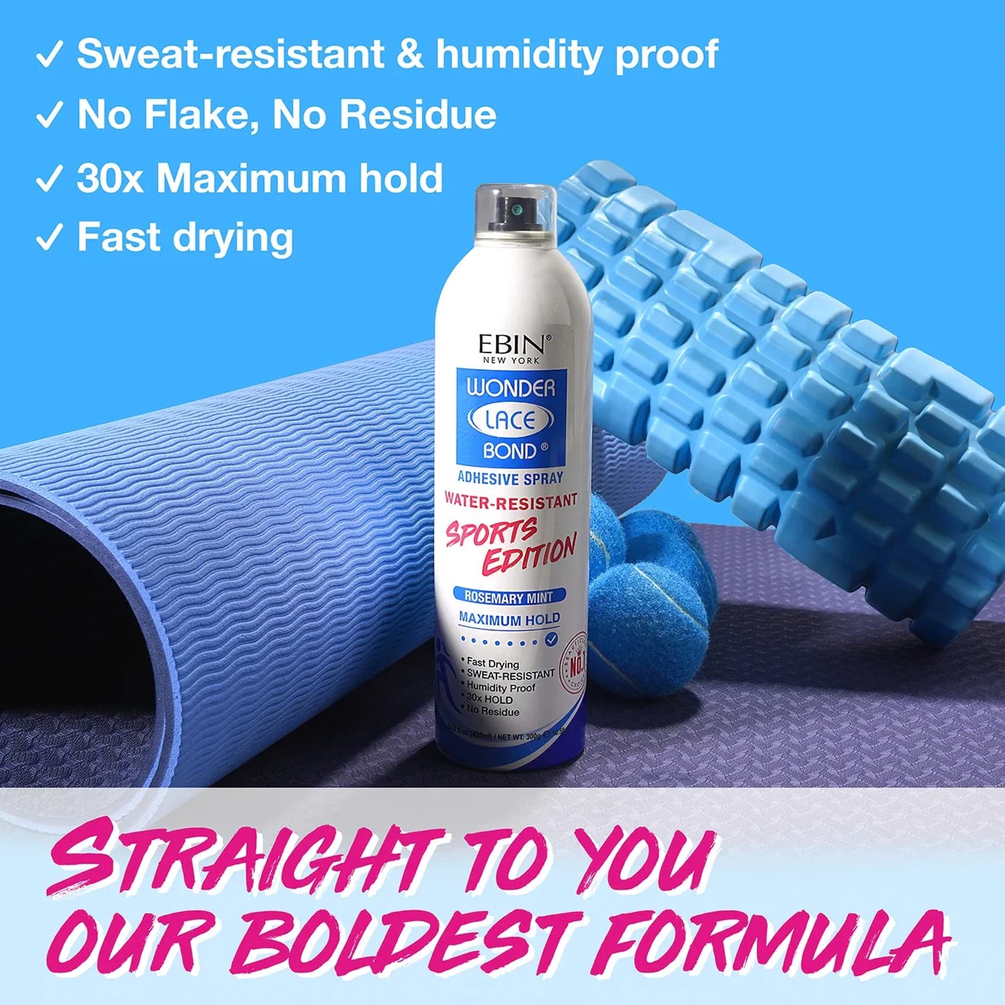 Ebin New York Wonder Lace Bond Sports Edition Adhesive Spray - Ultra Strong Hold, Ideal for Sports & Active Lifestyles