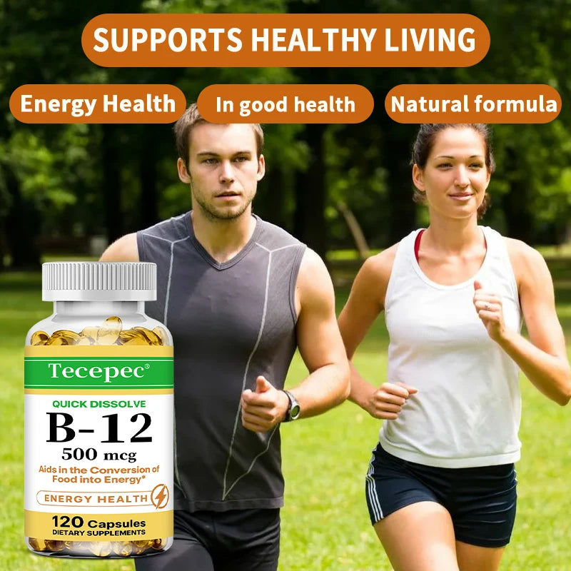 Vitamin B-12 Supplement, Supports Nervous System, Cellular, Metabolic Health, Memory, Concentration, 120 Capsules
