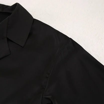 NHKDSASA Oversized Satin Silk Sleepwear Low Cut Sexy Pajamas For Women Single-Breasted Long Sleeves Wide Leg Pants Trouser Suits