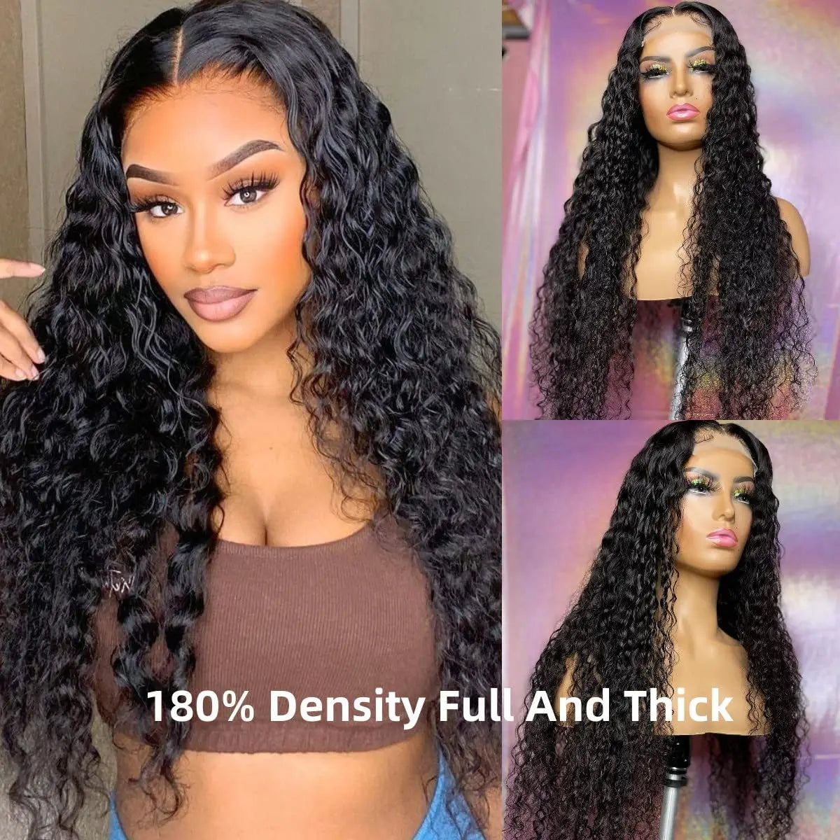 Deep Curly Wear and Go Glueless Wigs Lace Front Wigs Human Hair for Women Transparent 4x4 Glueless Lace Closure Wigs Curly Hair Badiee Stylez