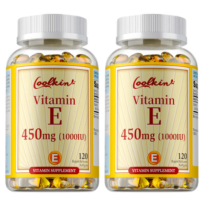 Vitamin E Capsules 450mg - Skin Firming, Wrinkle Reduction, Anti-aging, Antioxidant - 120 Capsules Two - More favorable United States