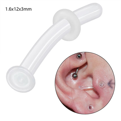 1PC Glass Nose Stud Transparent Glass Straight Nose Ring Retainer Holder Hoop Earrings Belly Ring Navel Piercing Jewelry 1.6x12x3mm 1 1PC