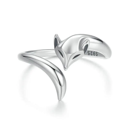 WOSTU 925 Sterling Silver Cat Pet Adjustable Rings For Women Animal Dog Open Ring Family Daughter Birthday Jewelry Girl Gift SCR1066-E