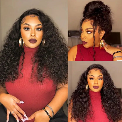250 Density Invisi Strap 360 Full Hd Curly Glueless Wig Human Hair PrePlucked 30 Inch Lace Front Wig Deep Curly Wave Frontal Wig
