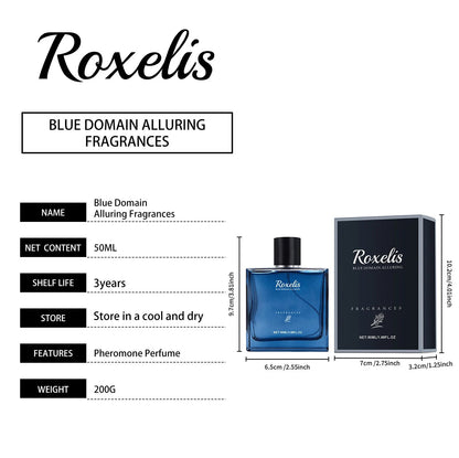 Roxelis 50ml Charmig Cologne Perfume Spray Men's Blue Domain Fragrance Lasting Scent Pheromone Flirting Romantic Dating Perfume Badiee Stylez