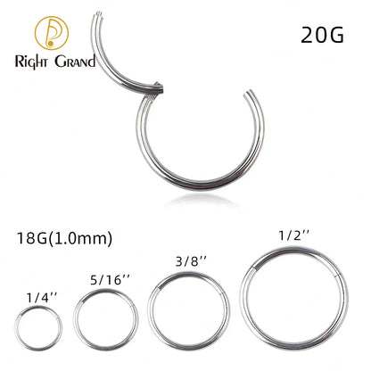 Right Grand Hypoallergenic Nose Rings ASTM F136 Titanium Septum Jewelry Hinged Segment Ring Body Piercing Nose Hoop Lip Rings 1.2x11mm Gold