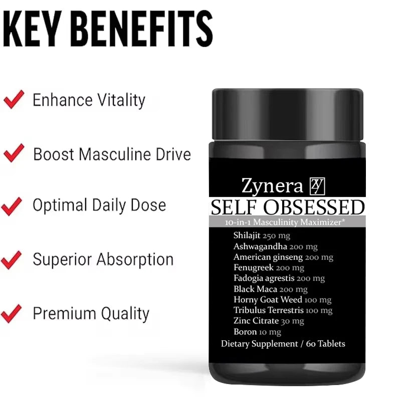 Ashwagandha Shilajit Maca Tablets Male Enhancing Supplement Reproductive Health Natural Energizer Immunity,E-rection Capsules