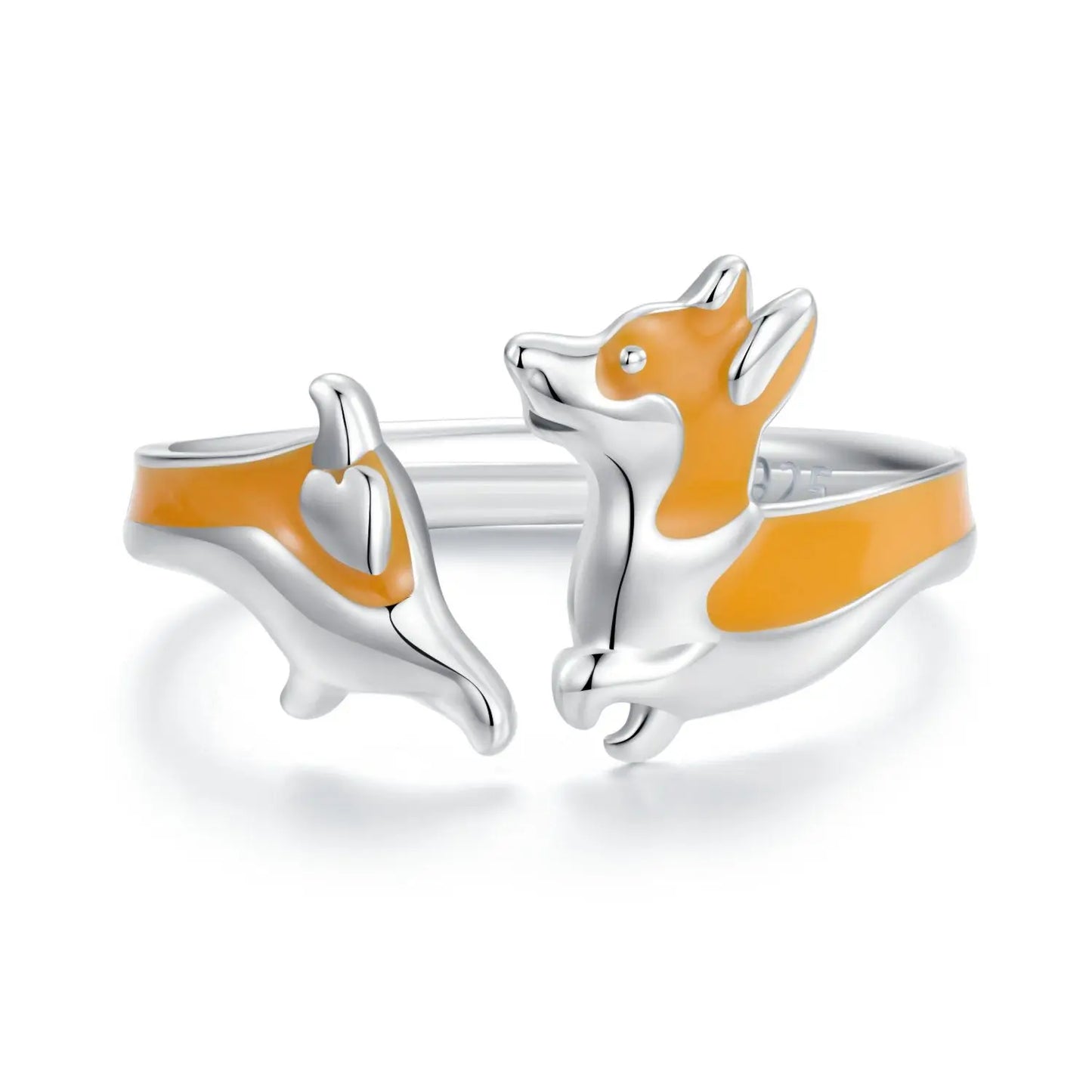 WOSTU 925 Sterling Silver Cat Pet Adjustable Rings For Women Animal Dog Open Ring Family Daughter Birthday Jewelry Girl Gift SCR1014-E