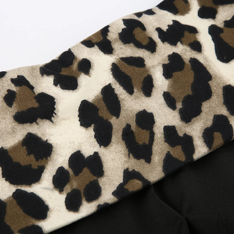 Rockmore Leopard Contrast Patchwork Mini Shorts Low Rise Slim Sexy Bottoms Casual Skinny Women Hot Shorts Baddie Outfits 2025