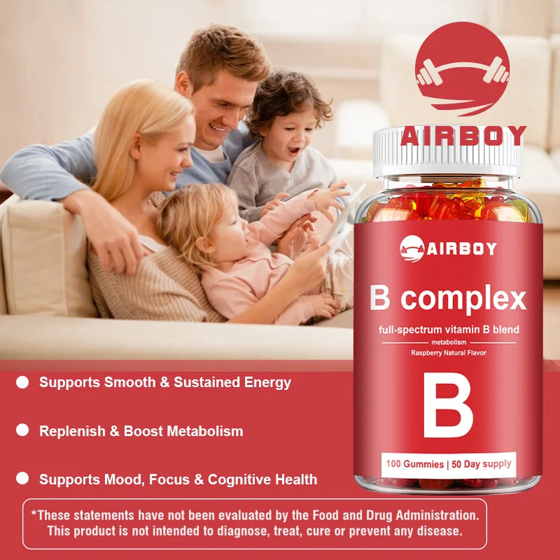 Vitamin B Complex Gummies - Relieve Fatigue, Improve Digestion, Reduce Stress, and Enhance Immunity - 100 Gummies