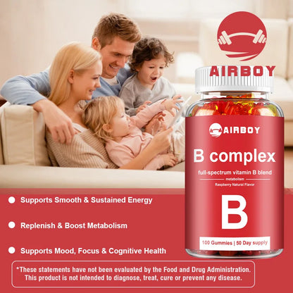 Vitamin B Complex Gummies - Relieve Fatigue, Improve Digestion, Reduce Stress, and Enhance Immunity - 100 Gummies