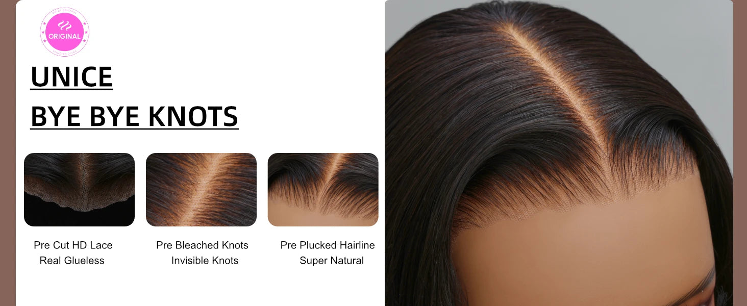 UNICE Hair Kinky Curly Wig Human Hair Pre Cut 7x5 Lace Wig Pre Bleached Pre Plucked Gluless Wig Human Hair Ready To Wear