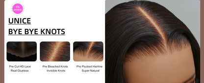 UNICE Hair Kinky Curly Wig Human Hair Pre Cut 7x5 Lace Wig Pre Bleached Pre Plucked Gluless Wig Human Hair Ready To Wear