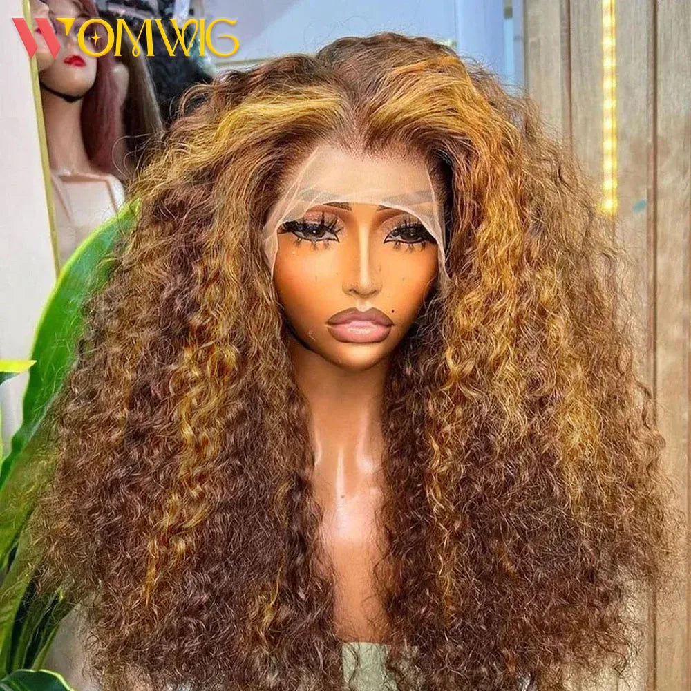 Deep Wave 13x6 13x4 HD Lace Frontal Wig Invisible Strap 360 Full Lace Glueless Wig Highlight 30 Inch Lace Front Human Hair Wigs