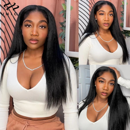 UNice Hair Drawstring Cap Kinky Straight V Part Wig & U Part Wig EasiContour 100% Human Hair Wigs No Glue Small Head Friendly