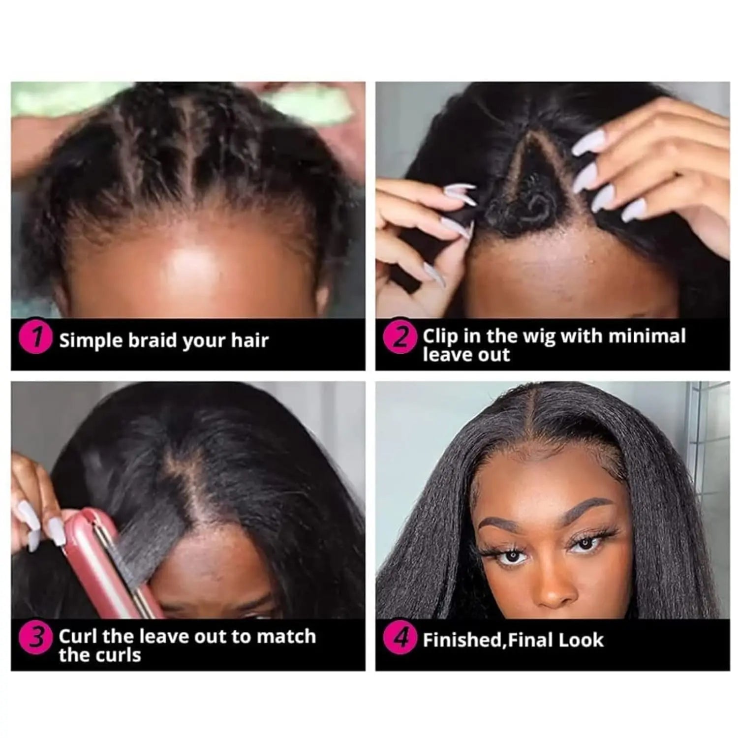 Afro Kinky Straight V Part Wigs with Bouncy Curls Short Synthetic Glueless Wigs for Black Women No Leave Out Clip in Half Wigs Badiee Stylez