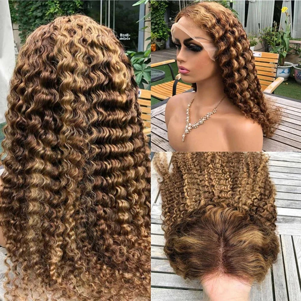 Deep Wave 13x6 13x4 HD Lace Frontal Wig Invisible Strap 360 Full Lace Glueless Wig Highlight 30 Inch Lace Front Human Hair Wigs