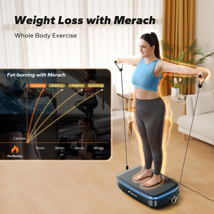 MERACH Vibration Plate Exercise Machine with Light Whole Body Workout Power Vibrate Platform Vibration Plate Lymphatic Drainage