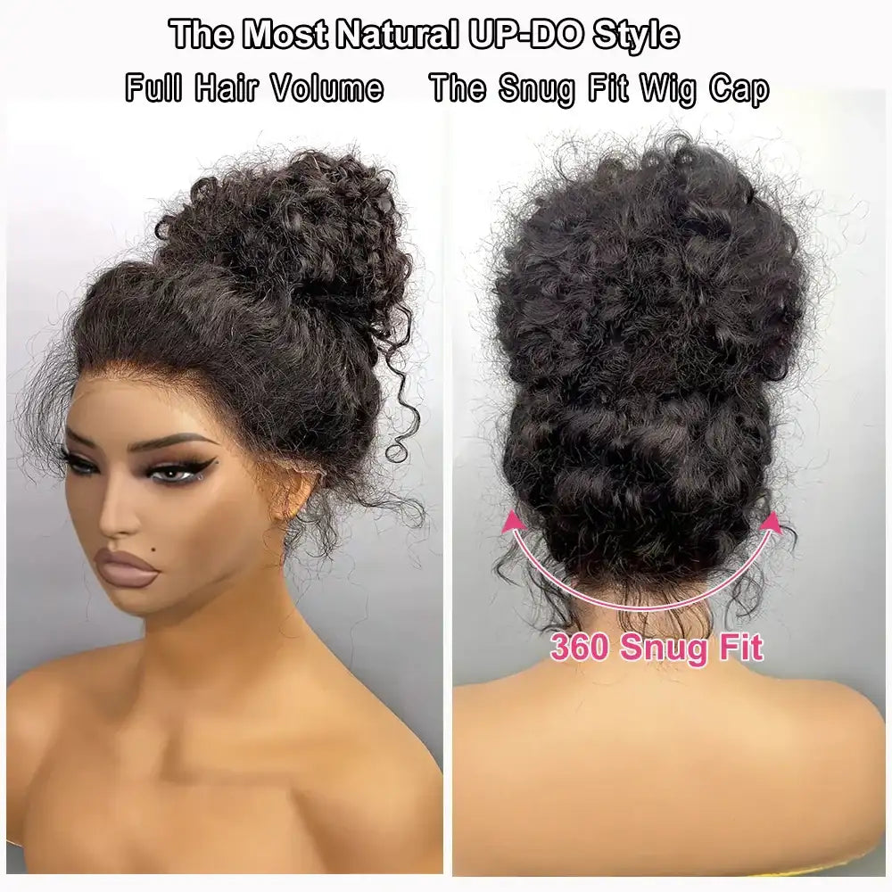 250 Density Invisi Strap 360 Full Hd Curly Glueless Wig Human Hair PrePlucked 30 Inch Lace Front Wig Deep Curly Wave Frontal Wig