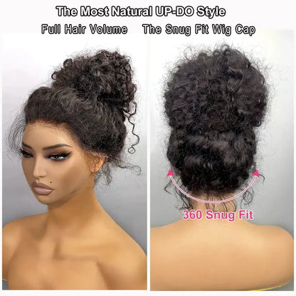 250 Density Invisi Strap 360 Full Hd Curly Glueless Wig Human Hair PrePlucked 30 Inch Lace Front Wig Deep Curly Wave Frontal Wig