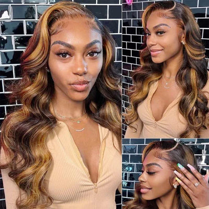 Highlight Body Wave 30 Inch Lace Front Human Hair Wigs 13x6 13x4 HD Lace Frontal Wig Invisible Strap 360 Full Lace Glueless Wig