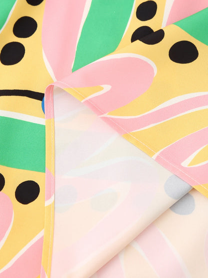 GDSTUFF Women Long Pleated Skirt Stylish Prints High Waist Back Zipper Ankle Length Vacation Bottlow Wear