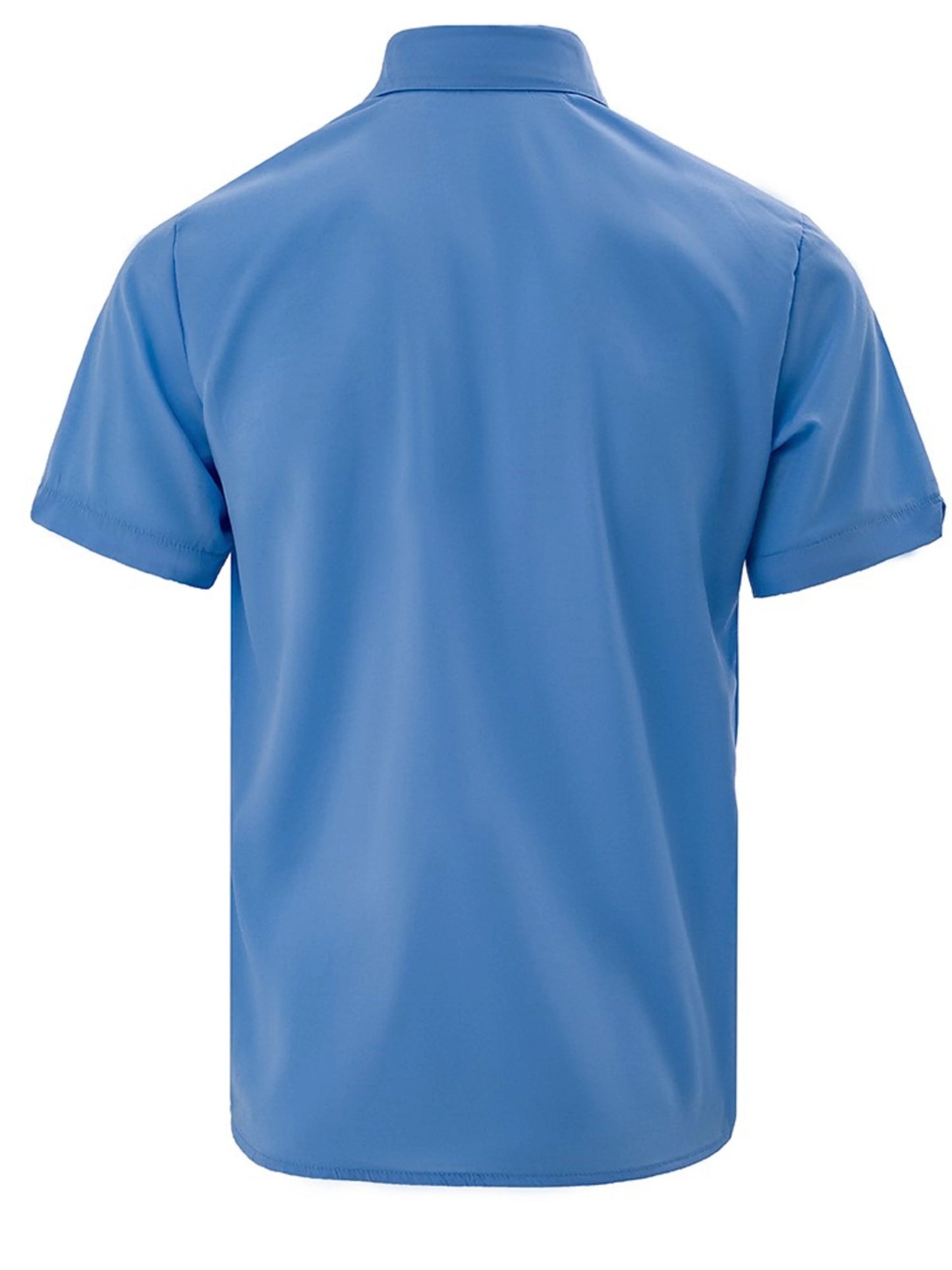 Men's Summer Lapel Solid Short Sleeve Shirt with Two Pockets Casual Button Comfort Cardigan