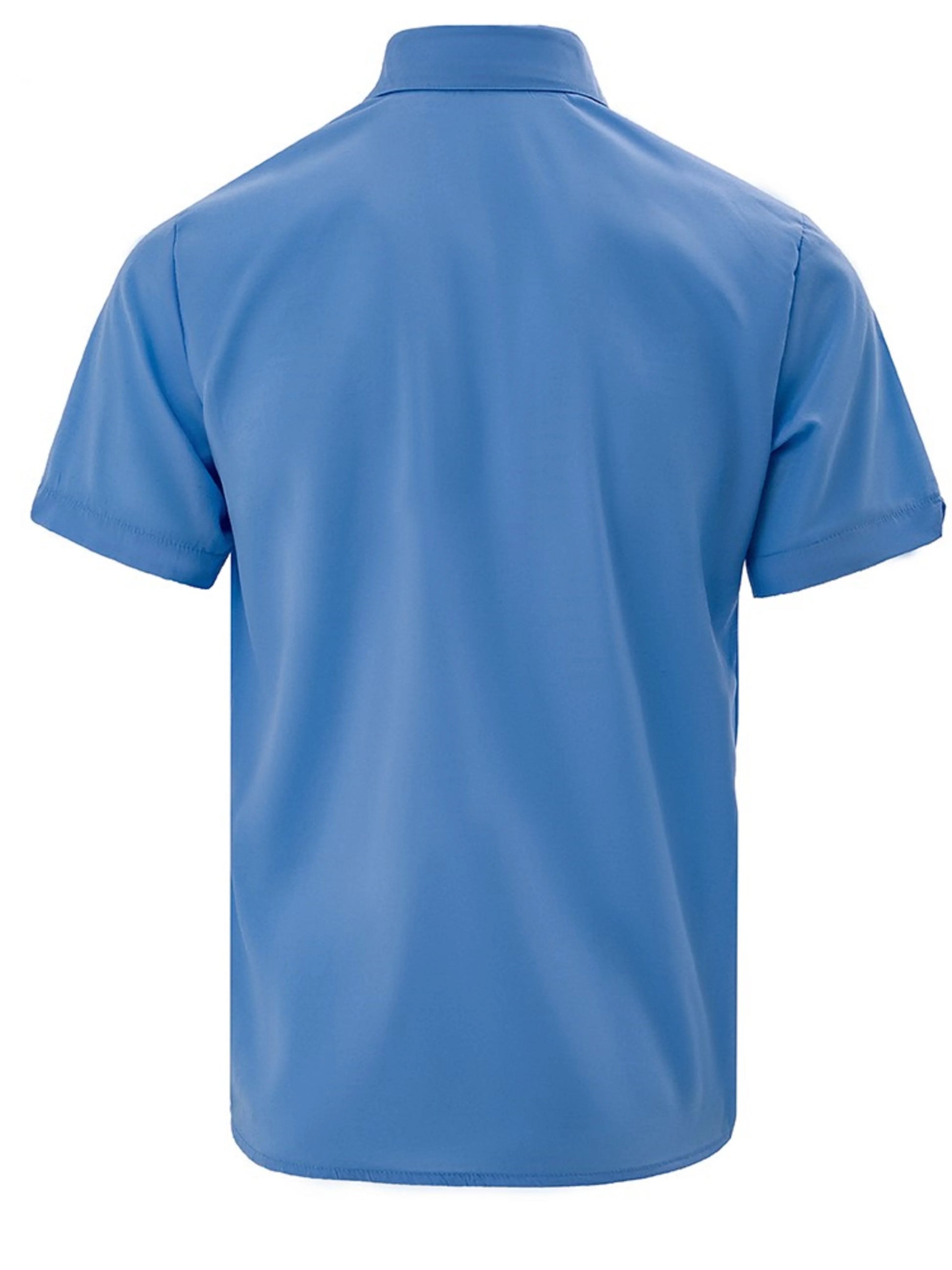 Men's Summer Lapel Solid Short Sleeve Shirt with Two Pockets Casual Button Comfort Cardigan