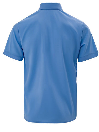 Men's Summer Lapel Solid Short Sleeve Shirt with Two Pockets Casual Button Comfort Cardigan