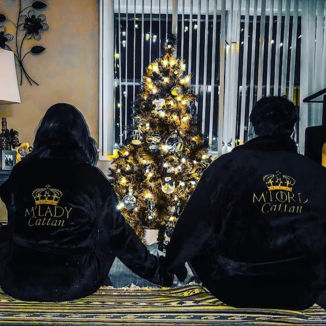 Personalised His and Hers Dressing Gown Customised Name Couples Bathrobes Terry Unisex Robe Monogrammed Mrs Mr Matching Robes