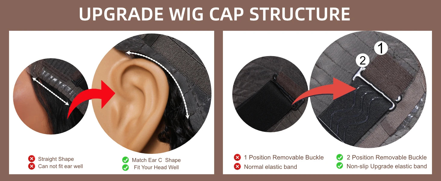 UNice Hair 7x5 Bye Bye Knots Wig Human Hair Reddish Brown Curly Lace Wig Wear Go Glueless Wig Pre Cut Bleached Lace Closure Wig