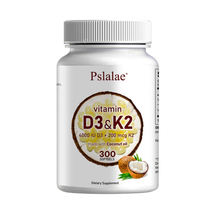 Vitamin D3 and K2 Softgels - Promotes Absorption, Digestion, and Maintains Health - 300 Softgels One-Trial stage United States