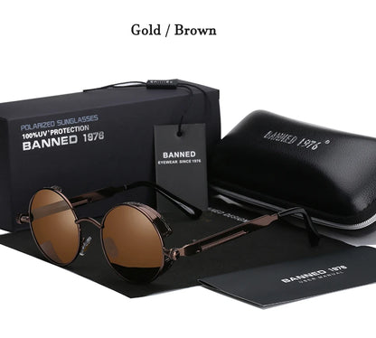 2022 HD Polarized Round Metal Sunglasses UV400 Men's Sun glasses Feminin Women's Vintage Gafas De Sol Metal Goggles With box