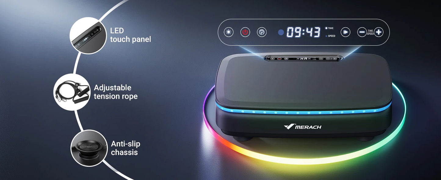 MERACH Vibration Plate Exercise Machine with Light Whole Body Workout Power Vibrate Platform Vibration Plate Lymphatic Drainage